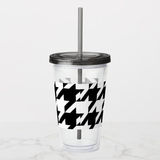 geometrisches Schwarz-Weiß-Hahnentrittmuster Acryltrinkbecher (Rechts)