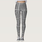 geometrisches Schwarz-Weiß-Hahnentrittmuster Leggings (Vorderseite)