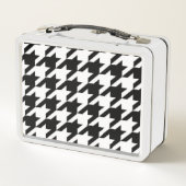 geometrisches Schwarz-Weiß-Hahnentrittmuster Metall Brotdose (Rückseite)