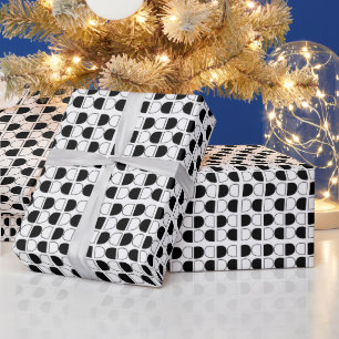 Geometrisches Schwarz-Weiß-Halbkreis-Muster Geschenkpapier