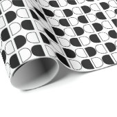 Geometrisches Schwarz-Weiß-Halbkreis-Muster Geschenkpapier (Rolleneckpunkt)