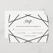 Geometrisches Schwarz-Weiß-Hochzeitsszenario RSVP Karte (Vorne/Hinten)