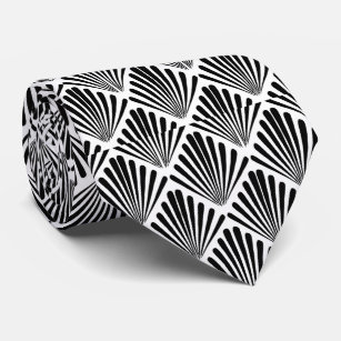 Geometrisches Schwarz-Weiß-Jugendstil-Muster Krawatte
