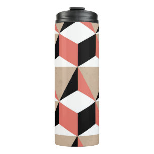 Geometrisches Schwarz-Weiß-Korallenmuster. Thermosbecher