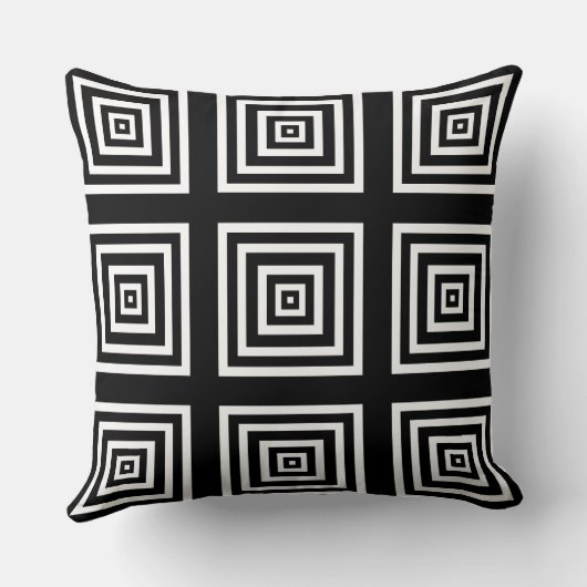 Geometrisches Schwarz-Weiß-Modern-Kissen Kissen (Rückseite)