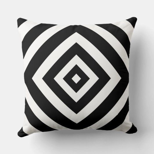 Geometrisches Schwarz-Weiß-Modern-Kissen Kissen (Rückseite)