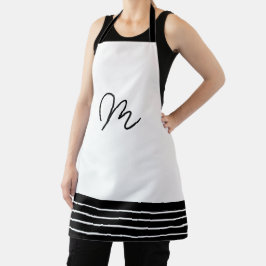 Geometrisches Schwarz-Weiß-Monogramm Schürze