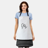 Geometrisches Schwarz-Weiß-Monogramm Schürze (Getragen)