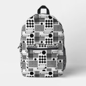 Geometrisches Schwarz-Weiß-Muster Bedruckter Rucksack (Vorderseite)