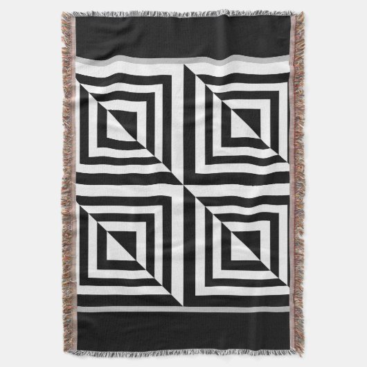 Geometrisches Schwarz-Weiß-Muster Decke (Vorderseite Vertikal)