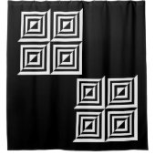 Geometrisches Schwarz-Weiß-Muster Duschvorhang (Vorderseite)