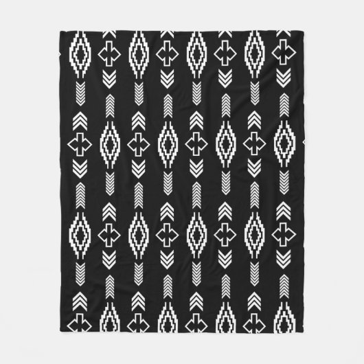 Geometrisches Schwarz-Weiß-Muster Fleecedecke (Vorderseite)