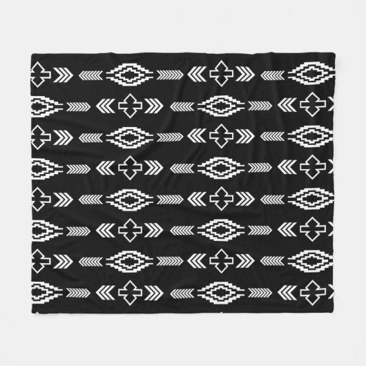 Geometrisches Schwarz-Weiß-Muster Fleecedecke (Vorderseite (Horizontal))
