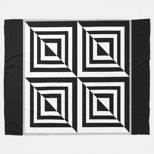 Geometrisches Schwarz-Weiß-Muster Fleecedecke (Vorderseite (Horizontal))