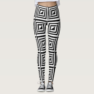 Geometrisches Schwarz-Weiß-Muster Leggings
