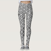 Geometrisches Schwarz-Weiß-Muster Leggings (Vorderseite)