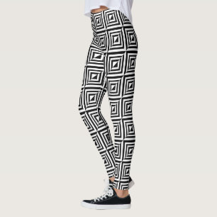 Geometrisches Schwarz-Weiß-Muster Leggings