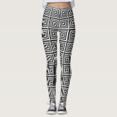 Geometrisches Schwarz-Weiß-Muster Leggings (Vorderseite)