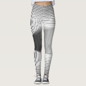 geometrisches Schwarz-Weiß-Muster Leggings (Vorderseite)