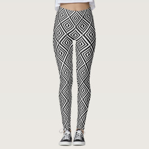 Geometrisches Schwarz-Weiß-Muster Leggings