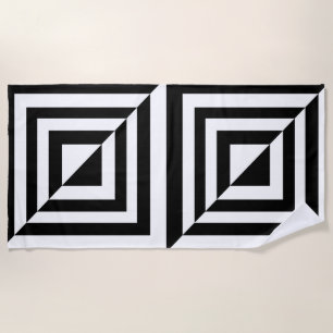 Geometrisches Schwarz-Weiß-Muster Strandtuch
