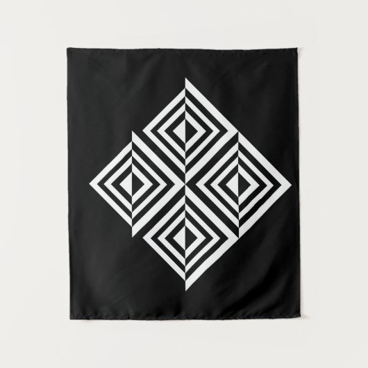 Geometrisches Schwarz-Weiß-Muster Wandteppich (Vorderseite)