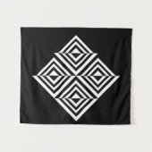 Geometrisches Schwarz-Weiß-Muster Wandteppich (Vorderseite (Horizontal))