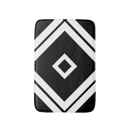 Geometrisches Schwarz-Weiß-Quadrat-Muster Badematte (Vorderseite Vertikal)