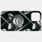 Geometrisches Schwarz-Weiß-Rose-Muster Case-Mate iPhone Hülle (Rückseite (Horizontal))