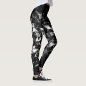 Geometrisches Schwarz-Weiß-Smoky-Muster Leggings (Rechts)