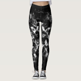 Geometrisches Schwarz-Weiß-Smoky-Muster Leggings