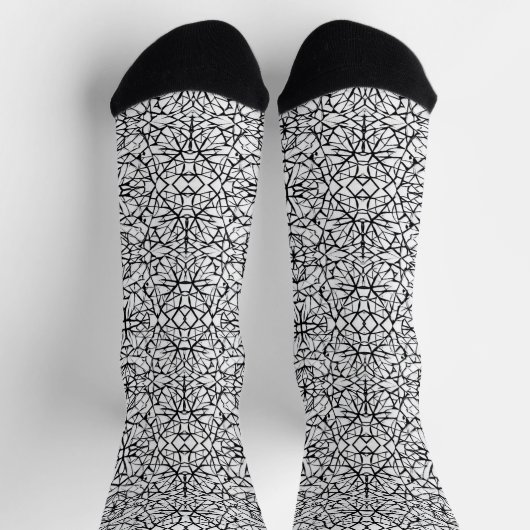 Geometrisches Schwarz-weißes Design abstrakte Kuns Socken (Oben)