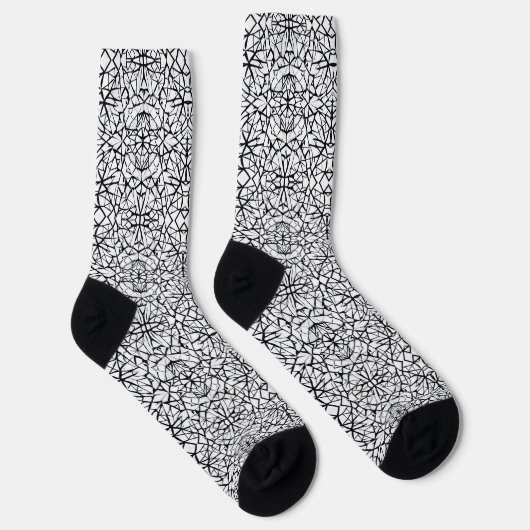 Geometrisches Schwarz-weißes Design abstrakte Kuns Socken (Rechts)