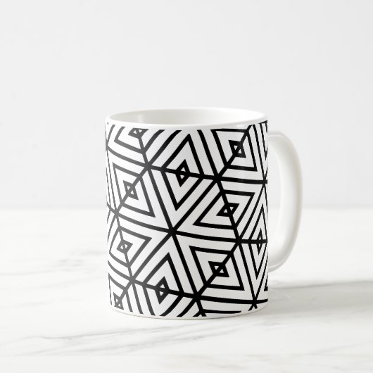 Geometrisches Schwarz-weißes Hexagon-Honeycomb-Mus Kaffeetasse (VorderseiteRechts)