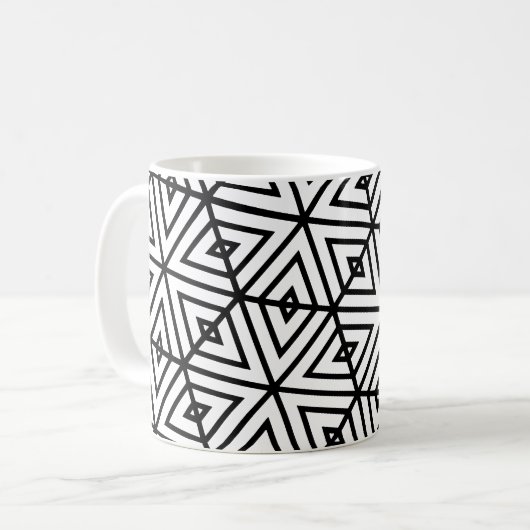 Geometrisches Schwarz-weißes Hexagon-Honeycomb-Mus Kaffeetasse (Vorderseite Links)