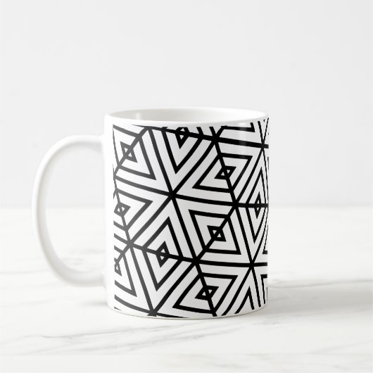 Geometrisches Schwarz-weißes Hexagon-Honeycomb-Mus Kaffeetasse (Links)