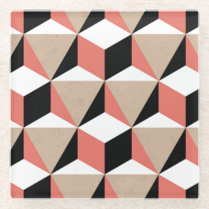 Geometrisches Schwarz-weißes Korallenmuster. Glasuntersetzer