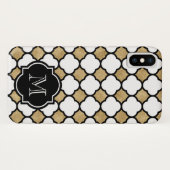 Geometrisches Schwarz-weißes Quatrefolienmonogramm Case-Mate iPhone Hülle (Rückseite (Horizontal))