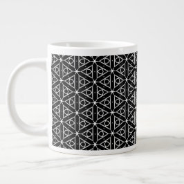 Geometrisches Schwarz-weißes und Silver Geometrism Jumbo-Tasse