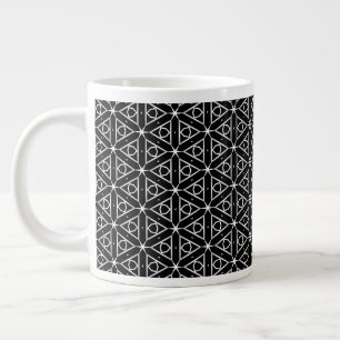 Geometrisches Schwarz-weißes und Silver Geometrism Jumbo-Tasse
