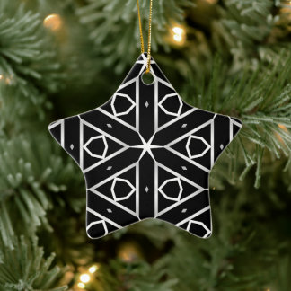 Geometrisches Schwarz-weißes und Silver Geometrism Keramik Ornament