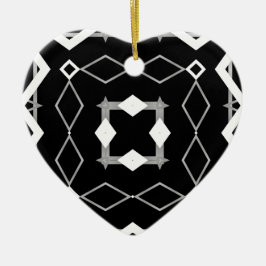 Geometrisches Schwarz-weißes und Silver Geometrism Keramik Ornament