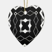 Geometrisches Schwarz-weißes und Silver Geometrism Keramik Ornament (Links)