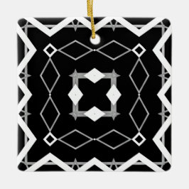 Geometrisches Schwarz-weißes und Silver Geometrism Keramikornament