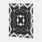 Geometrisches Schwarz-weißes und Silver Geometrism Ornament Aus Glas (Vorderseite links)