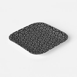 Geometrisches Schwarz-weißes und Silver Geometrism Pappteller