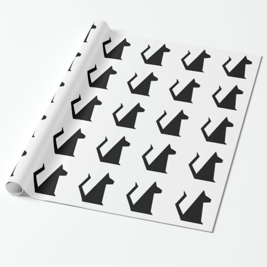 Geometrisches schwarze Katzen-Packpapier Geschenkpapier (Ungerollt)