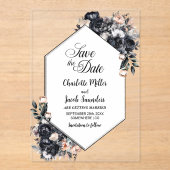 Geometrisches Schwarzes BauchAcryl Save the Date Acryleinladungen (Vorderseite)