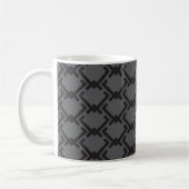 Geometrisches, schwarzes Diamantmuster Kaffeetasse (Links)