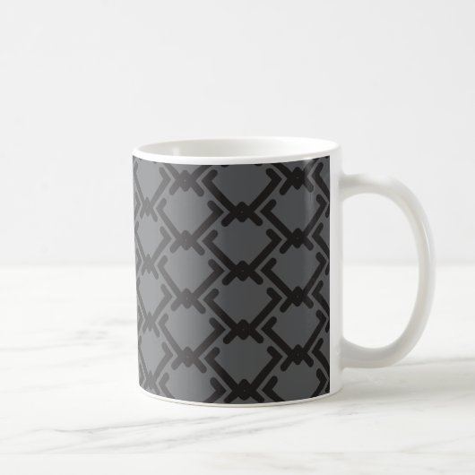 Geometrisches, schwarzes Diamantmuster Kaffeetasse (Rechts)
